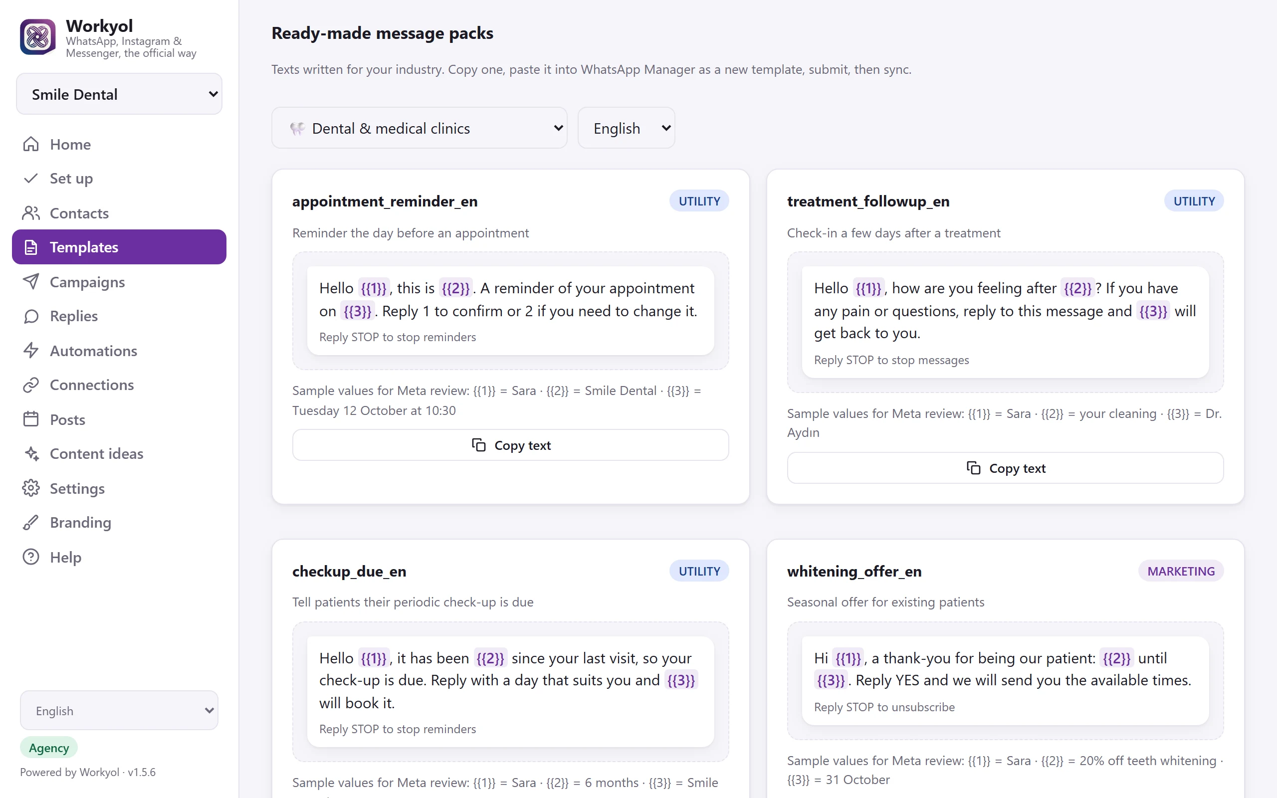 Ready-made message packs